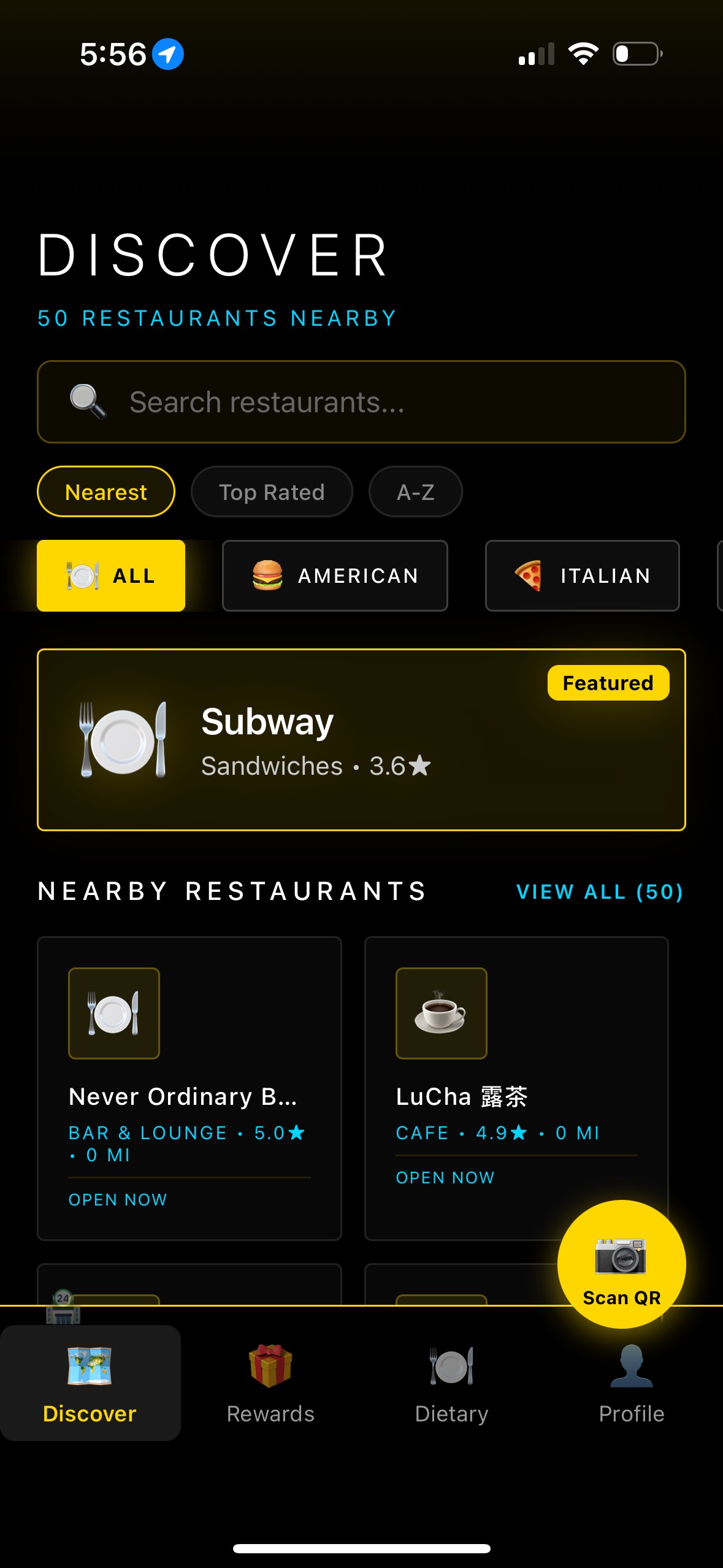 TownTap App Discovery Screen